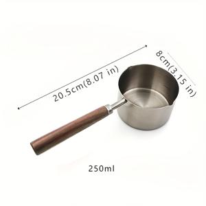 TEMU 1pc 304 스테인리스 스틸 미니 냄비, 노스틱, 인덕션 호환, 나무 손잡이, 주방 조리 냄비, 0.5L, 가정용