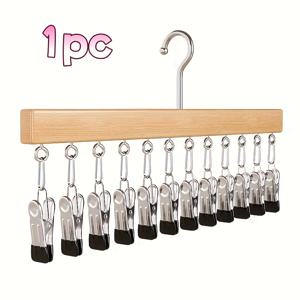 TEMU 다양한 장면에 적합한 1개의 옷걸이 후크, 십자대 아래 12개의 클립이 있어 모자, 넥타이, 양말, 잠옷, 수건, 스카프, 스커트 등 다양한 옷을 보관할 수 있으며 공간을 절약할 수 있으며 360도 회전 가능하며 쉽게 꺼낼 수 있습니다