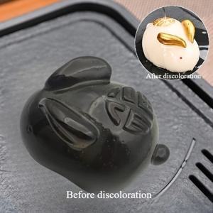 TEMU 색이 바뀌는 토끼 차 애완 동물 옥 토끼 황금 토끼 차 테이블 차 놀이 장식 선물로 올릴 수 있는 차 애완 동물 장식품