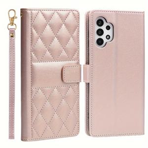 TEMU 삼성 갤럭시 A06/A16 5G/M02/M23/F62/F15/F34/F54/C55 남녀 공용 지갑 모바일 폰 케이스, 카드 슬롯과 끈이 있는 플립 디자인, 가방이 떨어지는 것을 방지하는 브래킷 기능, 인조 가죽 모바일 폰 케이스