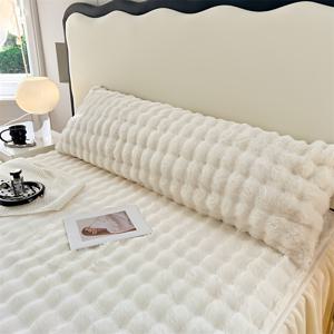 TEMU 1개 고급스러운 엑스트라 롱 인조 토끼 모피 플러시 베개 커버 - 부드러운 밀크 벨벳 질감, 지퍼 클로저, 세탁기 사용 가능, 핑크 눈송이 패턴 침실 및 게스트룸용 바디 피로우 커버, 토끼 장식