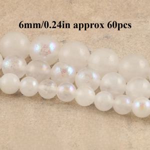 TEMU 천연 AB 화이트 문스톤 비즈 - 무지개 빛깔 라운드 스페이서 비즈 & 어소트먼트 (6mm, 8mm, 10mm) DIY 주얼리 만들기용, 팔찌, 목걸이 액세서리 - 15인치 스트랜드, 문스톤 디자인, 플레이오컬러 효과