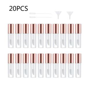 TEMU 로즈 골드 립글로스 튜브 1.2ml 빈 투명 플라스틱 립스틱 병 컨테이너 메이크업 도구 캡 포함 20팩, 2개 깔때기, 2개 드로퍼