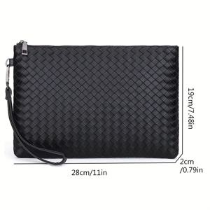 TEMU 남성 캐주얼 블랙 와이스트렛, 대형 카드 슬롯 지갑, 비즈니스 레저 오피스 핸드백, 모바일 폰 및 ID 보관 가방, 손세탁 가능 - 인쇄 없음