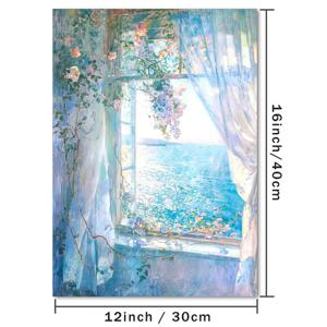 TEMU 1pc 부드러운 사슴 꽃 창밖 캔버스 벽 예술 - 아름다운 해변 장면과 생동감 있는 꽃, 프레임 없는 고품질 프린트, 거실, 침실, 주방, 사무실, 카페 장식 - 이상적인 선물, 해안가 홈 장식