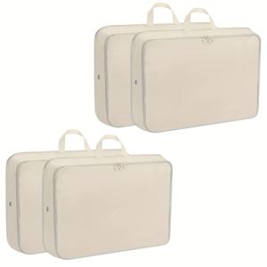 TEMU 4개 패키지 대용량 직물 보관 가방, 더블 지퍼 및 손잡이 - 손세탁 가능, 옷, 이불, 스웨터, 코트를 위한 공간 절약형 옷장 정리함 - 진공 필요 없음|이불정리함