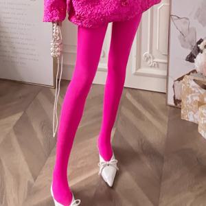 TEMU 섹시 로즈 레드 시스루 팬티스타킹 패션 레깅스