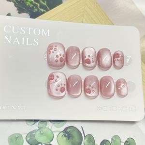 TEMU 10개 핑크 고양이 발톱 3D 캣아이 네일 아트 세트, 봄과 여름 축제에 어울리는 심플하고 스타일리시한 여성용 데일리 네일 디자인