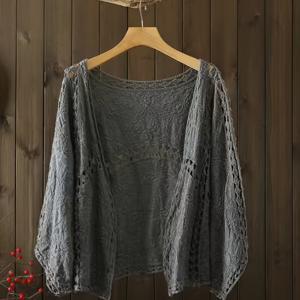 TEMU 우아한 V넥 여성용 오픈 카디건, 레이온/비스코스 혼방, 박쥐소매, 3/4 길이, 단색, 일반 핏, 봄/가을 상의, 100g/m² 짠 원단, 패딩 없음 - 성인용