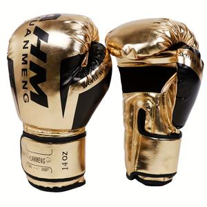 TEMU YOBENKI 프로 야구 장갑 - 금색과 검정색, 인조 가죽 무에 타이 및 태권도 훈련 장갑, 
