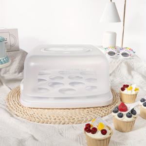 TEMU 12인치 스퀘어 휴대용 케이크 보존 상자 / 12인치 생일 케이크를 담을 수 있음 / 원형 케이크 스탠드 / 분리 가능, 12개 종이 컵케이크를 담을 수 있음 / 데이, 생일 파티, 크리스마스, 야외 모임 등 다양한 상황에 적합합니다.