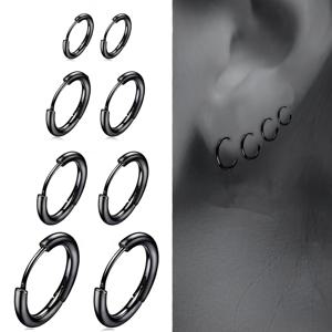 TEMU 여성용 스테인리스 소프트 연골 후프 귀걸이 8pcs 세트, 다중 구멍에 적합한 여성의 미니 후프 피어싱 키트, 남성 커플 이어커프스 및 작은 스터드 목걸이, 알레르기 방지 목걸이, 생일 선물 및 할로윈, 크리스마스, 새해 액세서리용 10mm 12mm 14mm 코 입 링 쥬얼리 세트