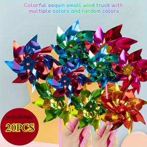 TEMU 20개 무지개 플래시 미니 풍차 세트 - 정원 장식 및 파티 선물용 컬러풀한 DIY 조립형, 야외용, 자외선 차단, 소형 선물