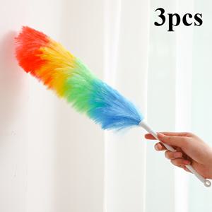 TEMU 3개 컬러풀 방전 먼지털이 - 집, 사무실, 가구 및 야외 사용을 위한 부드러운 플러피 청소 브러시, 빨강, 초록, 파랑 그라데이션 손잡이, 청소용 먼지털이