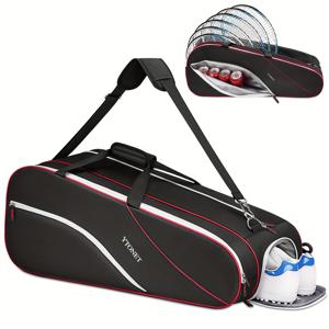 TEMU 할로윈 테니스 가방 6개 라켓 수납, 남녀공용 대형 테니스 라켓 가방, 보온 포켓 및 신발 수납 공간, 3가지 방식 휴대 가능, 패딩 배드민턴 커버, 프로/팀/가족 훈련용, 배드민턴 가방, 할로윈 파티 선물로 완벽|테니스가방