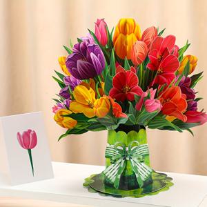 TEMU 3D 튤립 꽃束 팝업 인사 카드, 노트 카드 및velop 포함 - 다기능 꽃 팝업 카드, 결혼식, 생일, 기념일, 축하, 그리고 당신을 놓친 경우에 완벽합니다 - 누구에게나 적합한 개인화된 모든 경우 카드 - 영어 작성 언어 - 1 팩