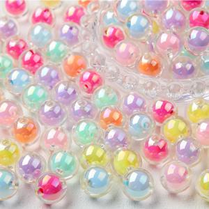TEMU 200개 8mm 반짝이는 아크릴 라운드 비즈 - DIY 주얼리 만들기, 팔찌, 목걸이, 열쇠고리 및 헤어 액세서리 공예용 멀티컬러 스페이서 비즈, 장식 비드워크, 생생한 색상의 반사 비즈 품질