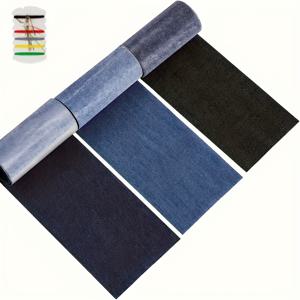 TEMU 3 롤의 청바지 아이언 온 패치, 8 X 50Cm 수리 패치, 의류, 자체 접착 아이언 온 패치, DIY 구멍 패치 패치 (다크 블루, 라이트 블루, 블랙)