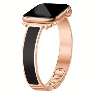 TEMU 애플 워치 밴드용 우아한 로즈 골든 - 내구성, 방수, 조절 가능한 금속 스트랩, 아이폰 시리즈 10/9/8/7/6/4/3/2/1/SE용 보석 버클, 38mm부터 49mm까지 호환 가능, 세련된 액세서리|슬림한 워치밴드|안전한 버클 클로저, 애플 워치 액세서리용