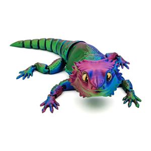 TEMU 3D 프린팅 가능한 유연한 관절과 표현력 있는 눈을 가진 이구아나 도마뱀 피규어 - 집, 사무실용 현실적인 파충류 복제품 - 내구성 있는 플라스틱, 사용 불가, 파충류 애호가와 /크리스마스 선물에 이상적인 선물 - 녹색 및 주황색 변형 가능