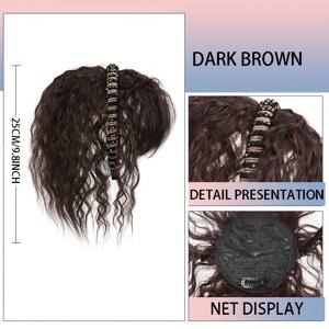 TEMU 우아한 흰색 라인스톤 헤어 밴드 위그 - 한조각 모사, 전체 상단 커버, 곱슬거리는 파도, 고온 섬유, 여성 패션 액세서리, 라인스톤 위그