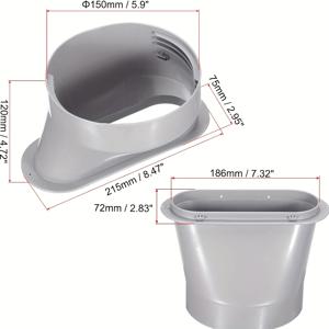 TEMU 조절 가능한 에어컨 배기 호스 어댑터와 먼지 커버 - 모바일 에어컨 창 노즐, 내구성 있는 플라스틱, 130mm 및 150mm 호스에 맞음, 쉬운 설치, 도구 필요 없음, 공기 흐름 제어 | 매끄러운 마감 어댑터 | 기능적인 디자인