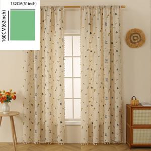 TEMU 1개 프렌치 유럽 스타일 베이지 자수 럭셔리 거실 침실 분위기 드릴링 없는 태슬 로드 자수 커튼 창문 스크린|커튼봉