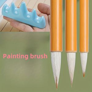 TEMU 4세트, 화이트 클라우 브러시, 소형 및 중형 화이트 클라우 브러시, 화이트 클라우와 모든 늑대, 중국화 그림 쓰기, 그림 브러시