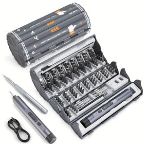 TEMU 127-in-1 정밀 스크루드라이버 세트, S2 자석 비트 포함, 컴퓨터, 스마트폰, 시계 및 전자기기용 휴대용 수리 도구 키트, USB 충전식, 다기능, 무선, 리튬 배터리 구동, 전자기기용 스크루건, 전동 도구 | 다기능 도구 세트 | 가정용 수리용 자석 비트, 스크루드라이버