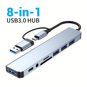 TEMU USB C 허브 8개, 카드 리더, 이더넷, SD/TF 카드 슬롯, USB 3.0, SD 카드 슬롯, USB 충전 포트, MacBook, for iPad Pro, 기타 장치용, USB-C 도킹