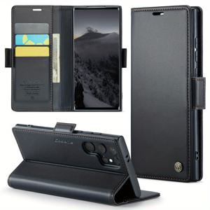 TEMU 삼성 갤럭시 S25 울트라, S24, S23, S22, S21, S20 울트라, S24 FE, S21 FE, S20 FE, S23 FE, 노트 10 플러스 및 노트 20 울트라를 위한 케이스. 카드 홀더, 남성과 여성 모두에게 월렛 기능, RFID 차단, 튼튼한 킥스탠드, 자기 클립, 충격 방지 보호 기능이 있습니다.