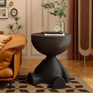 TEMU 모던 곰돌이 모양 침대 옆 테이블 - 수납 선반 포함 소형 사이드 테이블, 좁은 아파트, 거실, 침실, 사무실을 위한 공간 절약형 디자인 - 간편한 조립, 전원 불필요 - 기숙사, 스튜디오, 발코니에 적합 - 블랙/레드 색상 - 튼튼함