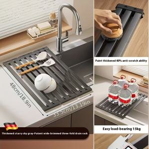 TEMU 304 스테인리스 싱크 오거나이저 랙 - 수직/수평 장착 공간 절약 식기 건조대, 주방 카운터용 다중 후크, 접시 및 도구용 식기 건조대|식기건조대
