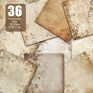 TEMU 꽃무늬가 있는 36개의 커피색 종이, 따뜻한 고전적인 미적 감각, 추억의 책과 레트로용 스테이션리 등을 위한 완벽한 선택, 11.8