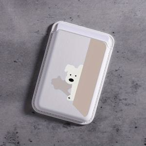 TEMU 2025 혁신적인 스타일리시 인조 가죽 흰색 개 패턴 자석 카드 홀더 아이폰 모델 16, 15, 14, 13 및 12 프로 맥스. 1에서 3까지의 신용 또는 신분 카드를 수용할 수 있으며 초슬림 보호 디자인을 갖추고 있습니다.