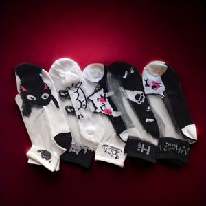 TEMU 5쌍 여성용 우아한 발목 양말 - 귀여운 고양이 캐릭터 디자인, 통기성 좋은 편안함, 캐주얼 & 정장용 패턴, 귀여운 양말, 편안한 신발 액세서리