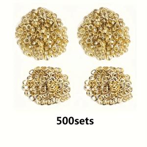TEMU 200개의 10mm 링과 500개의 황금 아이렐트를 특징으로 하는 포괄적인 아이렐트 펀치 키트 - 타프, 인조 가죽 및 방수 직물과 관련된 DIY 프로젝트에 완벽하며, 자수 및 공예에 필수적입니다!