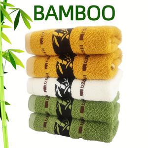 TEMU 셀프 힐링 대나무 섬유 타월 세트 5개입, 대나무 자수 욕실 타월 포함, 빠른 건조 흡수 샤워 타월, 초소프트 및 가벼운 베이지색 욕실 타월, 가정용 욕실에 적합한 이상적인 용품|수건|샤워타올|샤워커튼