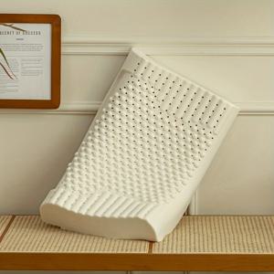 TEMU 느린 탄성 100% 편안한 흰색 목 지지 베개 - 가벼우며 청소하기 쉽고 조용한 수면, 침실, 소파, 거실, 호텔, 2025 라이브 스트리밍 핫 세트, 라텍스 베개 코어, 목 압력을 위한 인간공학적 디자인, 모든 계절 사용