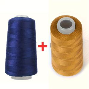 TEMU 3000야드 강력 폴리에스터 재봉사실, 골든 & 블루 스풀, 데님 청바지용 가죽 및 캔버스 태피스트리 프로젝트 소품