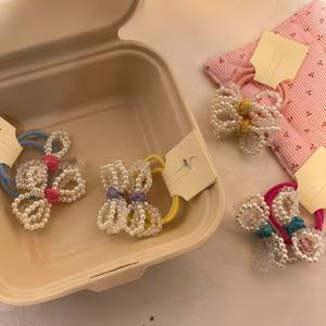 TEMU 매일 매치하기 좋은 두 종류의 비즈가 달린 귀여운 컬러풀 스큐치 헤어타이 8개 세트