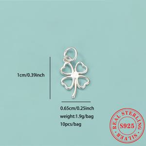 TEMU 팩당 10개입 S925 스털링 실버 클로버 펜던트 액세서리 수제 목걸이 팔찌 끈 매달기 재료