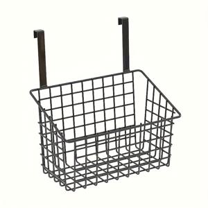 TEMU 벽걸이형 다기능 문 수납 바구니 1개 - 철망 정리함 (손잡이 2개 포함), 욕실·주방·발코니용 공간 절약 디자인, 타월·주방용품·청소 도구 보관 가능, 현대적 디자인, 내구성 강한 구조, 캐비닛 문 정리함|방문손잡이