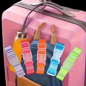 TEMU [2 옵션], 5pcs 랜덤 컬러 여행 수하물 스트랩 - 내구성 있는 폴리에스터 조절 가능한 스트랩, 빠른 릴리스 버클, 안전한 가방, 자동차 여행 및 야외 모험을 위한 가벼우면서 사용하기 쉽습니다.