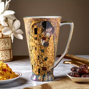 TEMU 1pc 빈티지 럭셔리 골드 플레이트 머그 500ml/16.9oz 대용량 뼈 칸디 티 컵 커피 컵 유럽 예술 디자인 패턴 데이 선물 기념일 선물 매우 적합한 가정, 사무실 또는 오후 티