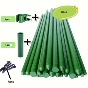 TEMU 20개 세트: 8개 지지대 + A형 클립 4개 + 연결 튜브 4개 + 커넥터 4개, 정원용 등반식물 트렐리스 – 플라스틱 스틸 토마토 오이 콩 덩굴기둥