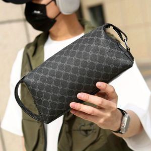 TEMU 세련된 남성 패션 클러치 - 대용량, 휴대용 화장품 및 체육관 보관 가방, 고품질 PU, 클래식 럭셔리 메이크업 포켓, 그를 위한 이상적인 선물, 휴대용 포켓|세련된 클러치|세련된 패턴 바