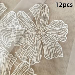 TEMU 12pcs 우아한 화이트 레이스 꽃 패치 - 세밀한 우유 섬유 직물 층층이, DIY 지갑 장식, 가방 장식 및 웨딩 드레스 장식, 웨딩 드레스 장식 | 꽃 장식 | 세밀한 공예 기술, 레이스 직물, DIY 지갑 제작