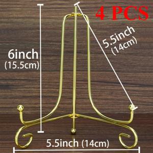 TEMU 4개 빈티지 골든 아이언 플레이트 스탠드 - 사진 프레임, 요리책, 장식용 접시, 태블릿 및 예술 디스플레이를 위한 우아한 스콜워크 디자인 - 홈 데코용 내구성 있는 메탈 이젤 홀더, 장식용 디스플레이 | 우아한 스콜워크 | 내구성 있는 메탈 스탠드, 홈용 장식품