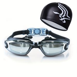 TEMU 성인용 수영 키트 - HD 안티포그 렌즈가 있는 수영 고글, 내구성 있는 PC 프레임, 코 클립 및 이어플러그 포함, 수영장, 해변 및 모든 수중 스포츠에 완벽|물안경